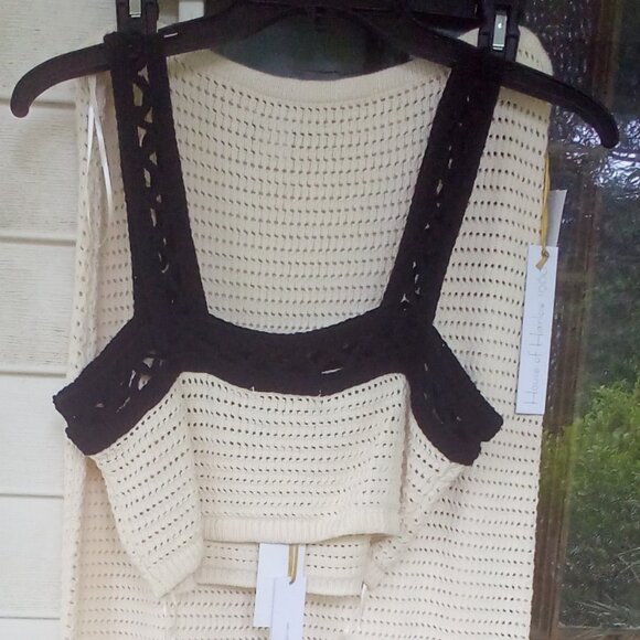 🎀House of Harlow 1960 2PC Crocheted Crop Top & Maxi Skirt Size: L NWT - Picture 5 of 10